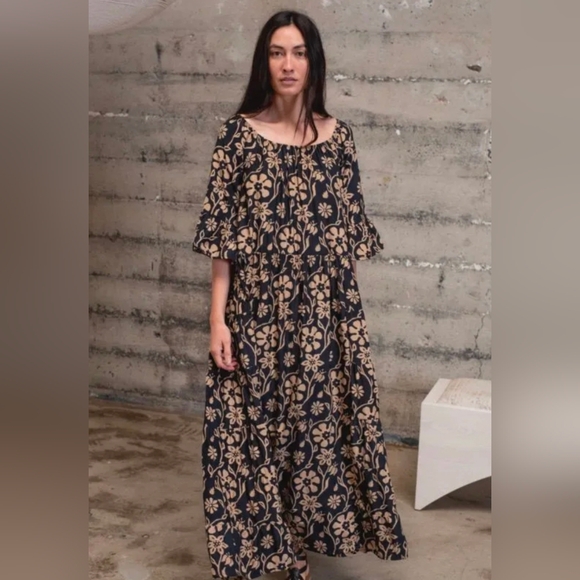 Natalie Martin Mesa Floral Midi Dress  Luxury Boho  $388 MSRP  Resort  Wear